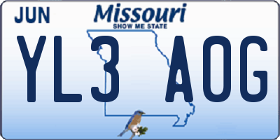 MO license plate YL3A0G