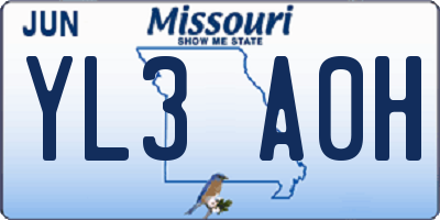 MO license plate YL3A0H