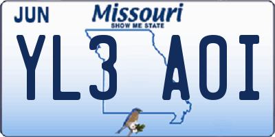 MO license plate YL3A0I