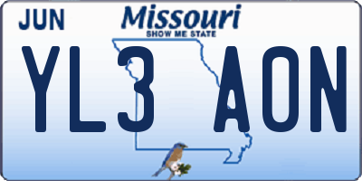 MO license plate YL3A0N