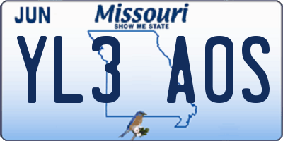 MO license plate YL3A0S