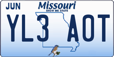MO license plate YL3A0T