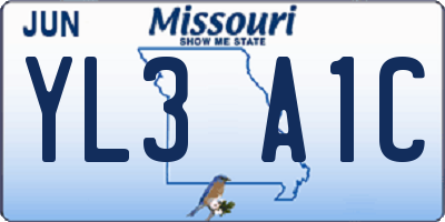 MO license plate YL3A1C