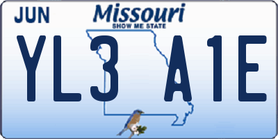 MO license plate YL3A1E