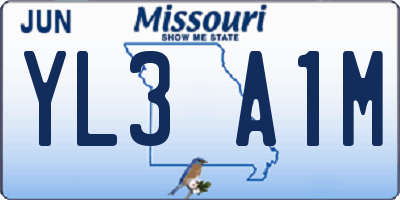 MO license plate YL3A1M