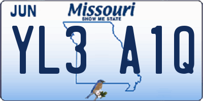 MO license plate YL3A1Q