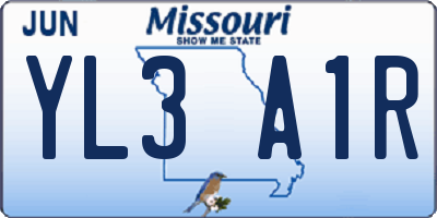 MO license plate YL3A1R