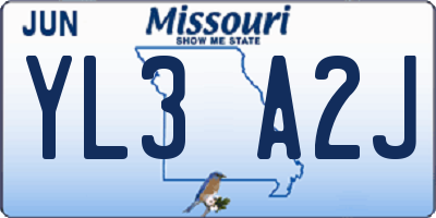 MO license plate YL3A2J