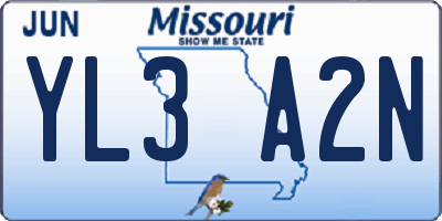 MO license plate YL3A2N