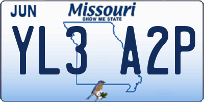 MO license plate YL3A2P