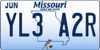MO license plate YL3A2R
