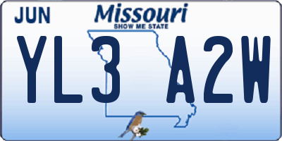 MO license plate YL3A2W