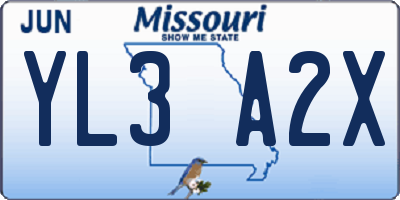 MO license plate YL3A2X