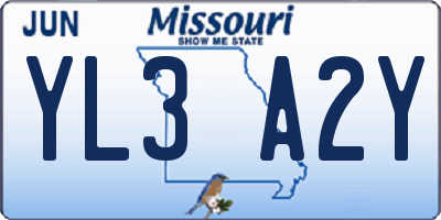 MO license plate YL3A2Y