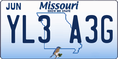 MO license plate YL3A3G