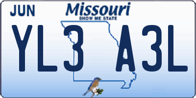 MO license plate YL3A3L