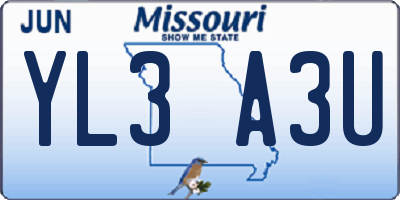 MO license plate YL3A3U