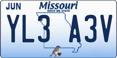MO license plate YL3A3V