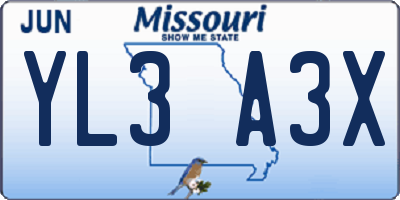 MO license plate YL3A3X