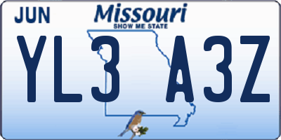 MO license plate YL3A3Z