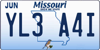 MO license plate YL3A4I