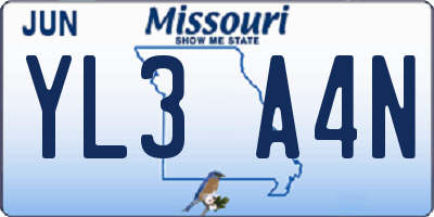MO license plate YL3A4N