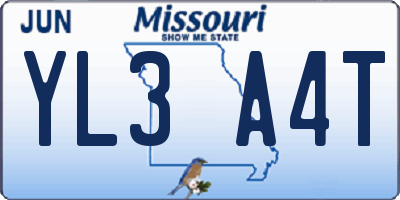 MO license plate YL3A4T