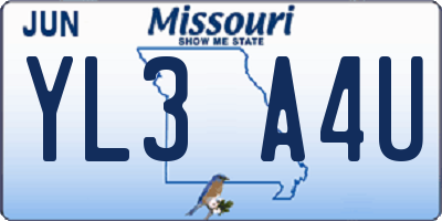 MO license plate YL3A4U