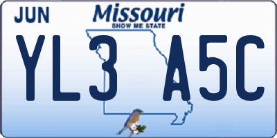 MO license plate YL3A5C