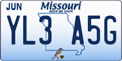 MO license plate YL3A5G