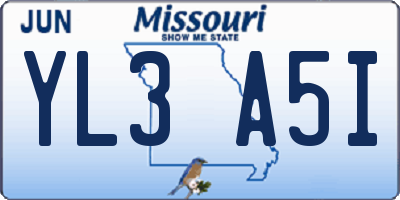 MO license plate YL3A5I