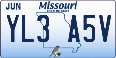 MO license plate YL3A5V