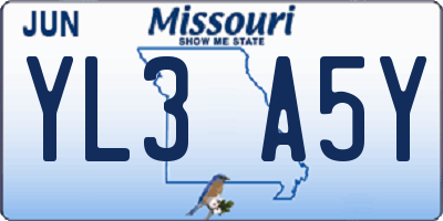 MO license plate YL3A5Y