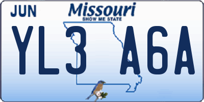 MO license plate YL3A6A