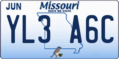 MO license plate YL3A6C