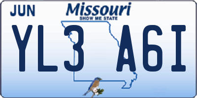 MO license plate YL3A6I