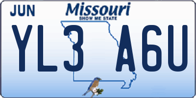 MO license plate YL3A6U
