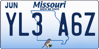 MO license plate YL3A6Z