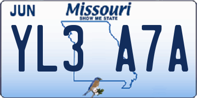 MO license plate YL3A7A