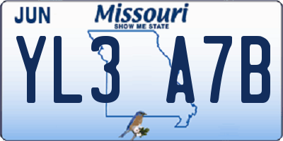 MO license plate YL3A7B