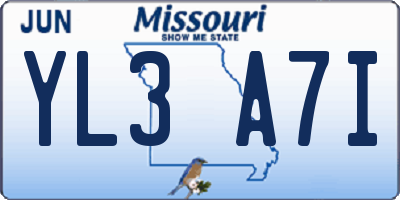 MO license plate YL3A7I