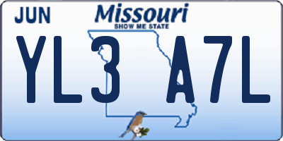 MO license plate YL3A7L