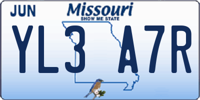 MO license plate YL3A7R