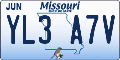 MO license plate YL3A7V