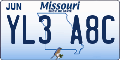 MO license plate YL3A8C