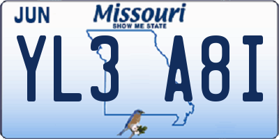MO license plate YL3A8I