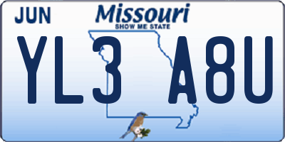 MO license plate YL3A8U