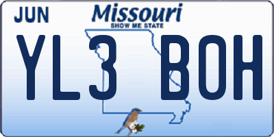 MO license plate YL3B0H