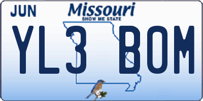 MO license plate YL3B0M