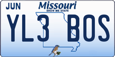 MO license plate YL3B0S